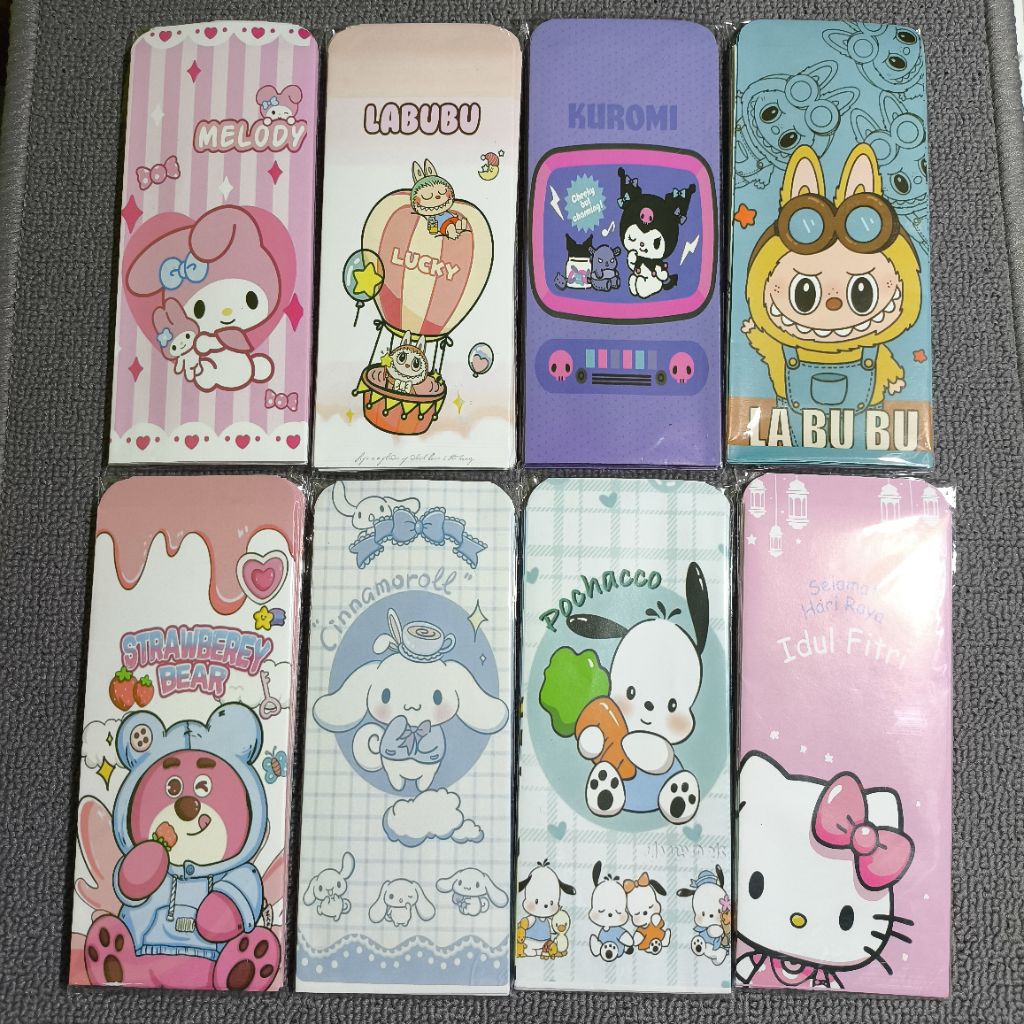 

Amplop Lebaran JUMBO Kuromi Labubu 7x15cm isi 10