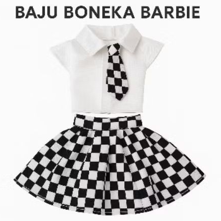 Baju Boneka Barbie Lucu Seragam Sekolah Korea Syle - Gaun Kotak Terbaru