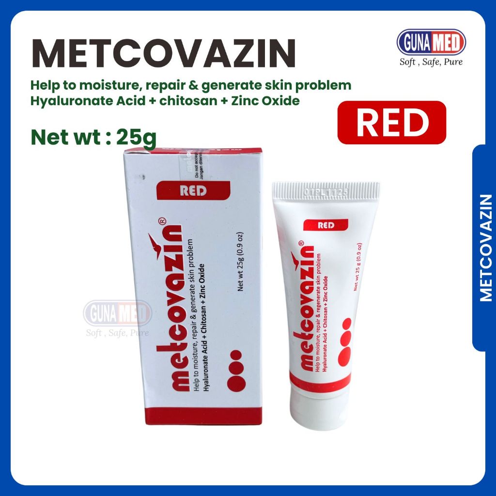 SALEP METCOVAZIN RED 10G 25G / SALEP LUKA / SALEP SEGALA LUKA / DENGAN ZINC OXIDE DAN HYALURONATE