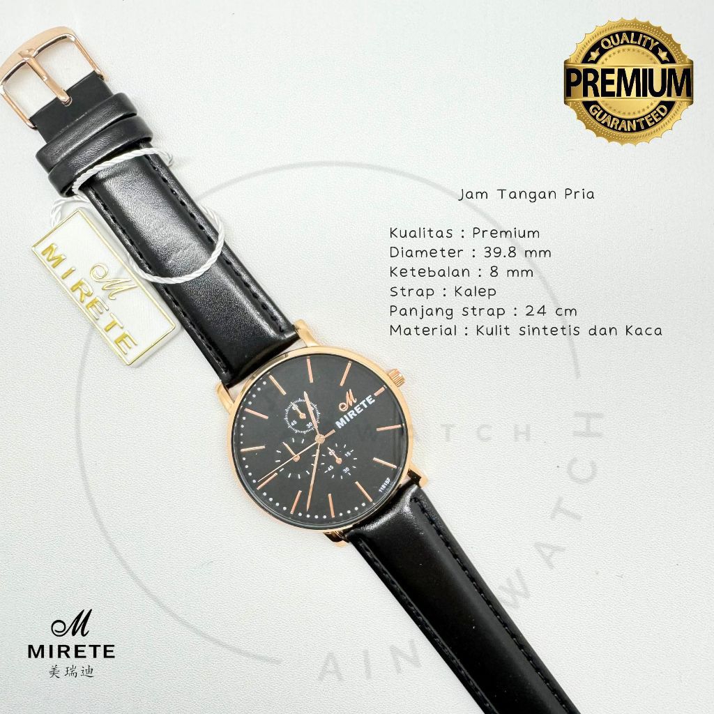 jam tangan mirete kulit pria