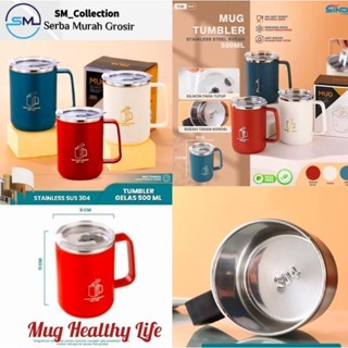 Mug gelas cangkir kopi/mug stainless stell/mug keramik/gelas minum keramik//Mug  Healthy Life 500Ml