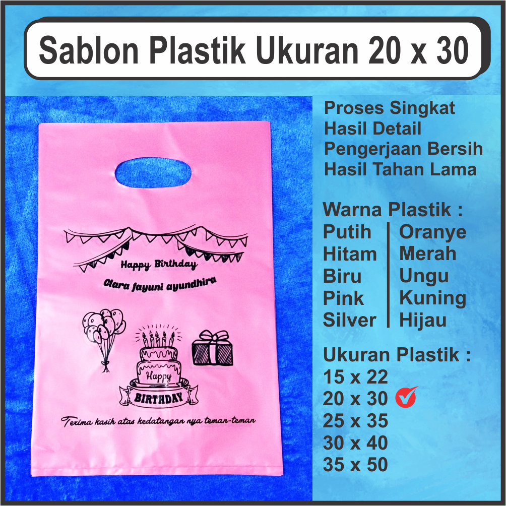 Sablon Plastik Ukuran 20 x 30 Custom Packing Olshop Cetak Kemasan Pakaian Hijab Desain Sendiri