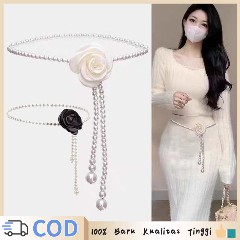 Ikat Pinggang Mutiara Aksesori Mode Gesper Mutiara Tali Pinggang Mutiara Wanita Ikat Pinggang Rantai