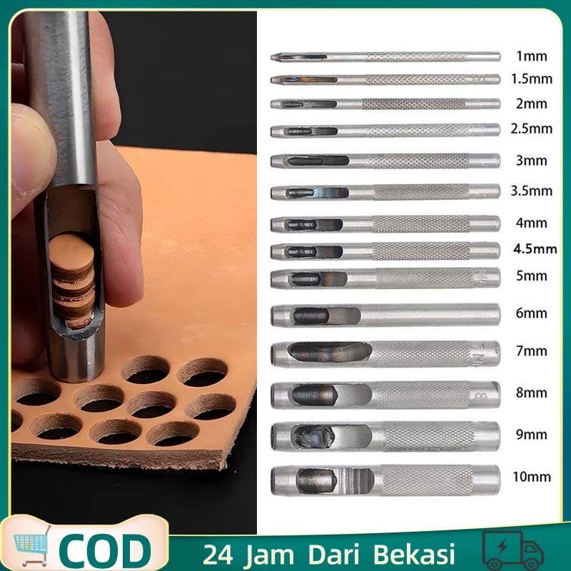 

Plong Alat Pelubang Kulit 1 - 10 MM Steel Alat Plong Kulit Pembolong Kulit Plong