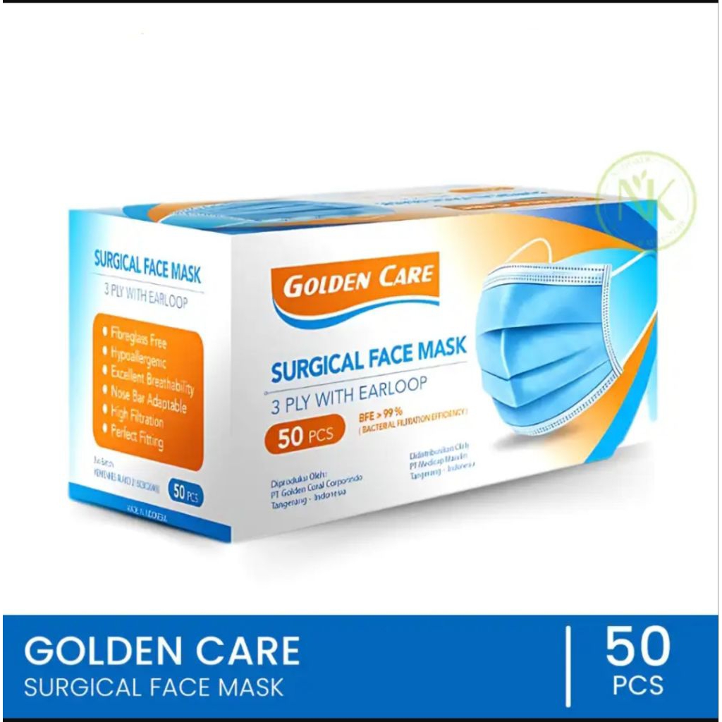 Masker Medis 3ply earloop 50 pcs