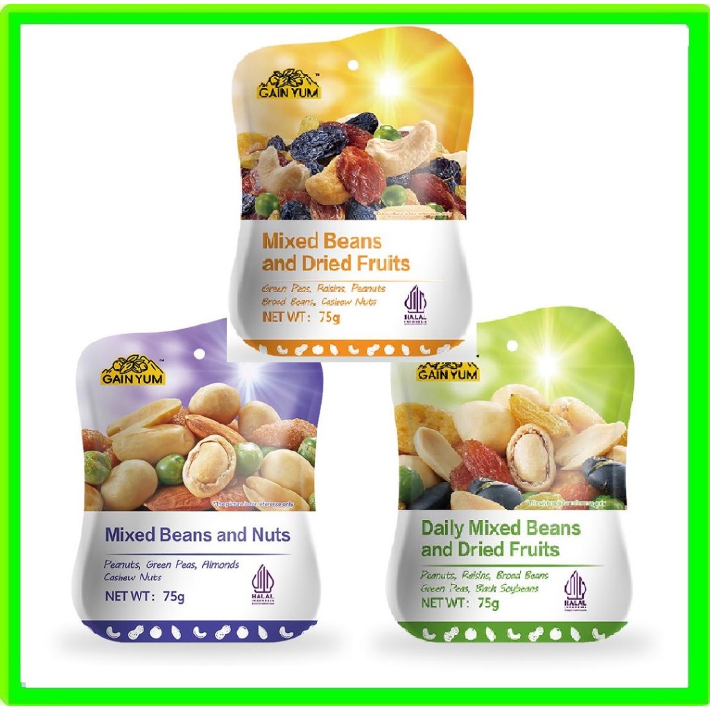 

GainYum Mixed Beans and Nuts Gain Yum Daily Mixed Beans and Dried Fruits 75gr Gain-Yum Mixed Beans and Dried Fruits