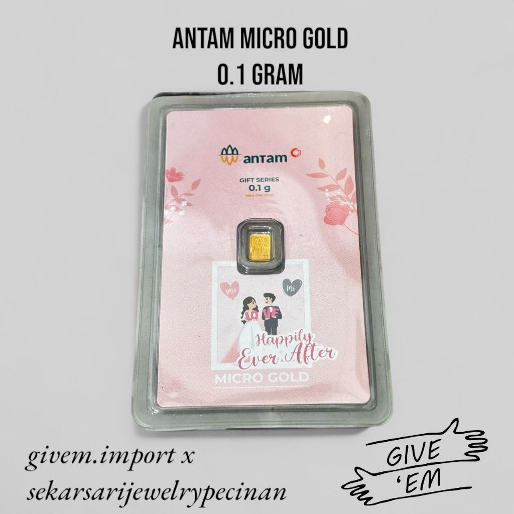 Antam Micro Gold 0.1 Gram LM Kecil Mini Happy Wedding Happily Ever After Gift Kado Nikah