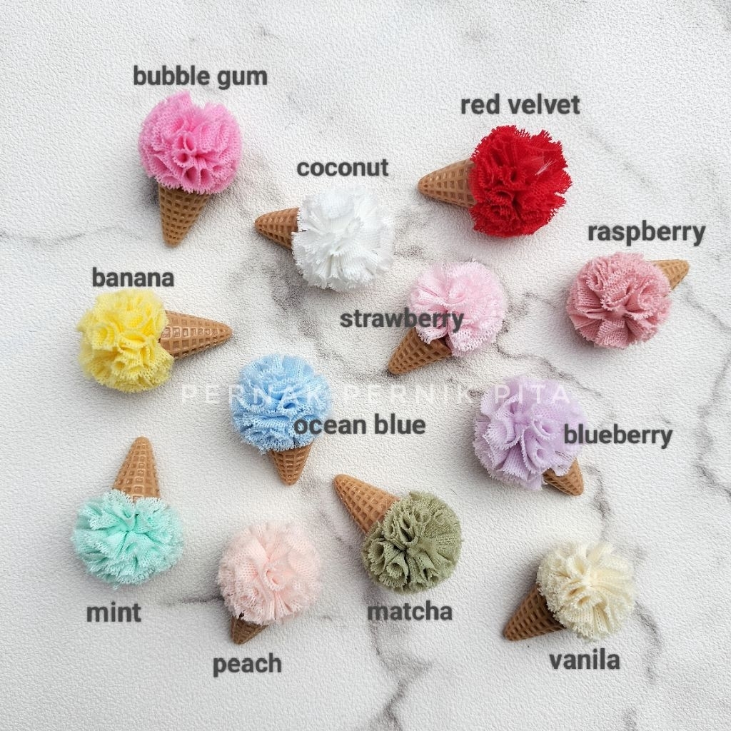 

Ice Cream Tulle Cone Resin 3.5x2.5cm Hiasan Tempel Aksesoris DIY Craft Jepit Bahan Souvenir Kerajinan