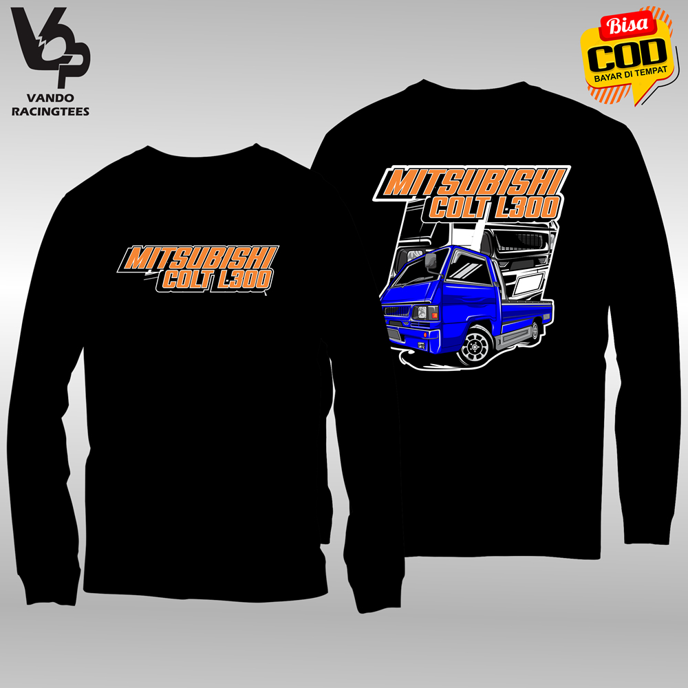 Kaos Mitsubishi L300 Racing – Baju Distro Pria Lengan Panjang Katun Driver Muda Otomotif
