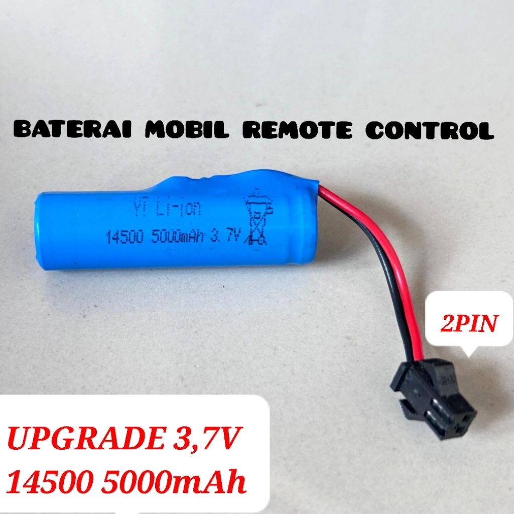 BATERAI 3,7V 14500 5000mAh SOCKET HITAM 2PIN MAINAN MOBIL REMOTE CONTROL