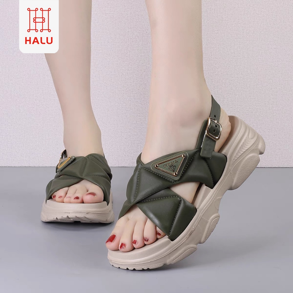 Halu Sandal Wedges Wanita Casual Wedges Tinggi Sandal Gunung Wanita Korea HSN129