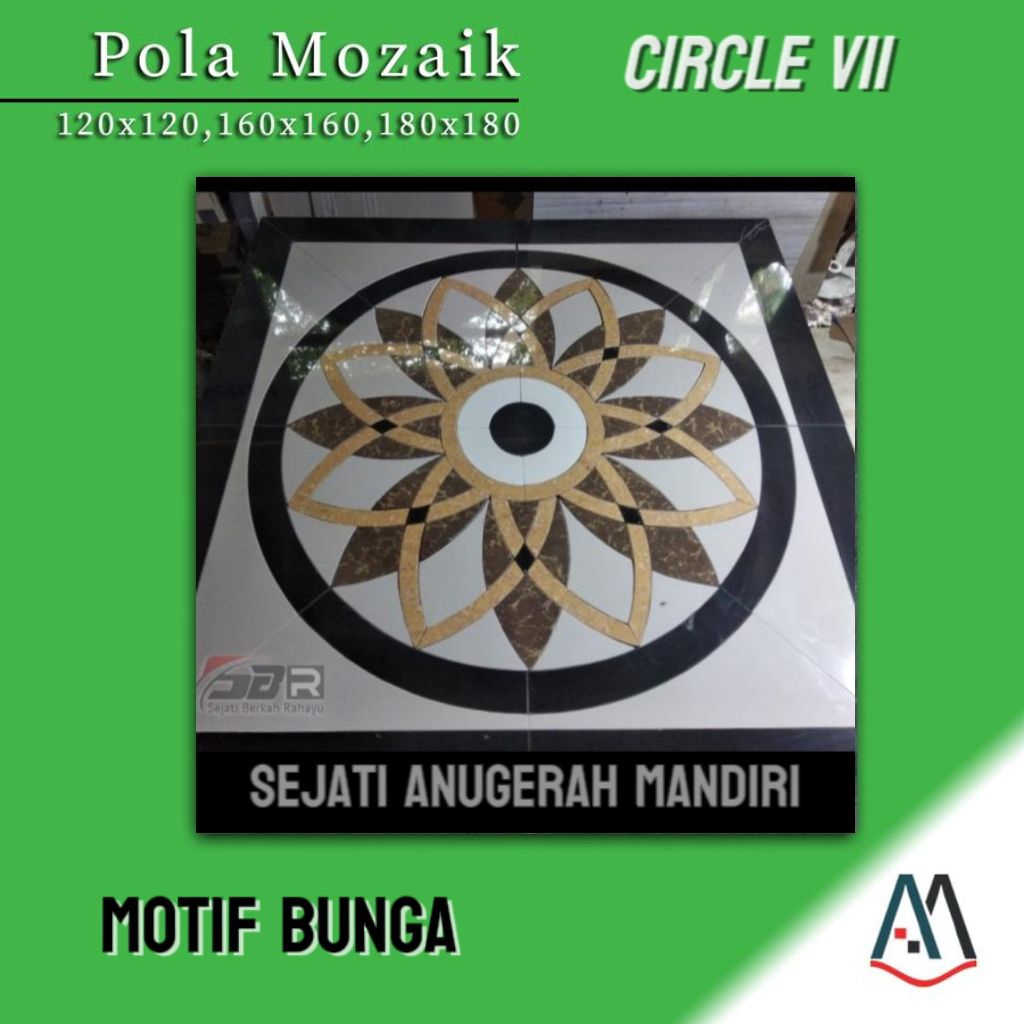 granit pola mozaik motif bunga ukuran 120x120 - circle VII