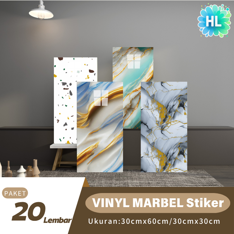 HL--Wallpaper dinding Vinyl Marble 30 x 60 cm / 30 x 30 cm  / Stiker Keramik  / Vinyl Marbel Granit