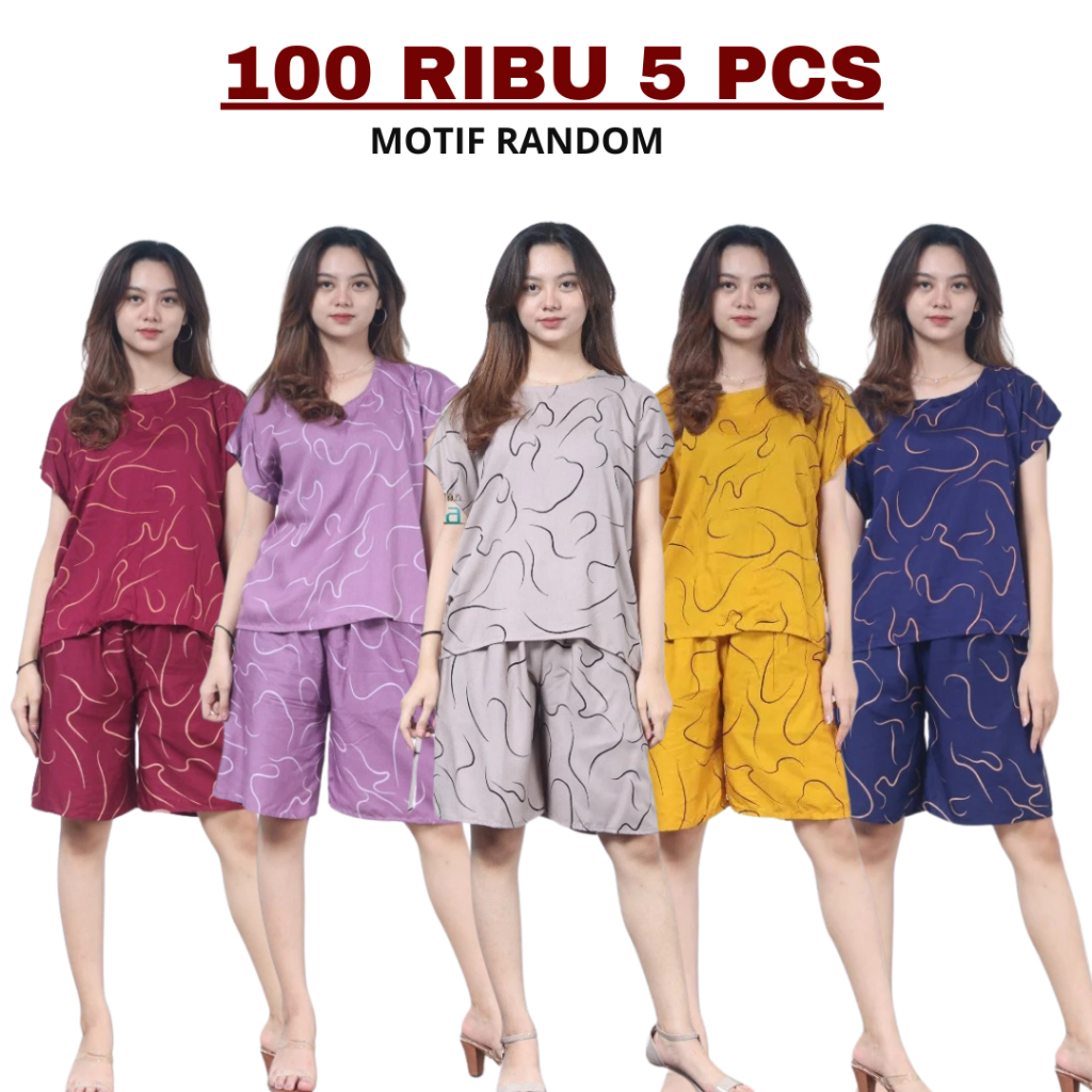 [Promo] Paket 5pcs Setelan Baju Tidur Wanita Kekinian / Baju Tidur Piyama Babydoll Remaja Terbaru / 