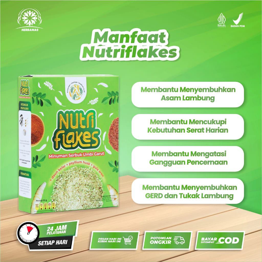 

QH PROMO Nutriflakes - Original Minuman Umbi Garut Solusi Atasi Asam Lambung & Maag 100% Original