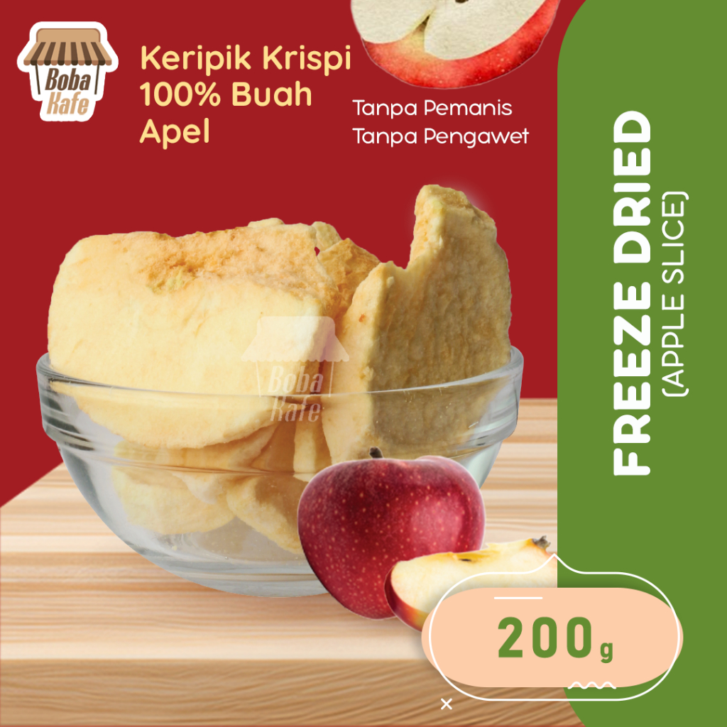 

FREEZE DRIED APPLE SLICE @200GR - BUAH APEL IRIS ASLI
