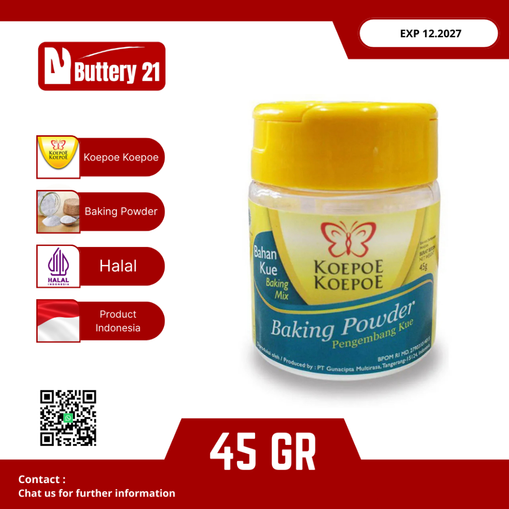 

KOEPOE KOEPOE BAKING POWDER 45 GR/BAHAN KUE BAKING POWDER/KOPOE BAKING POWDER 45 GR