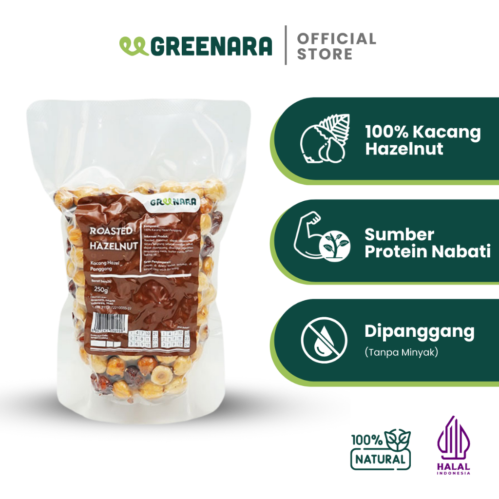 

Greenara - Kacang Hazel Panggang 250gr / Roasted Natural Hazelnut