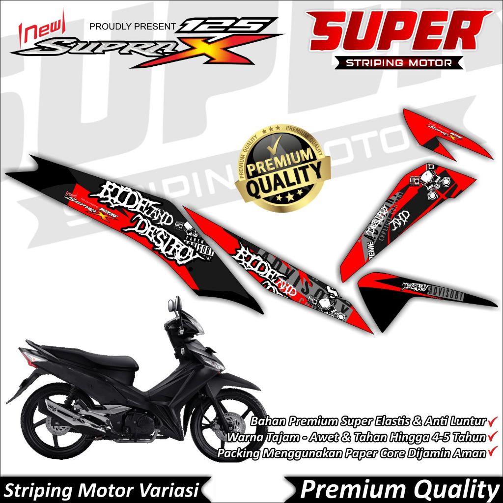 Stiker Supra X 125 FI Anti Luntur keren Striping Supra X 125 Fi Striping Honda Supra X 125 FI Skull