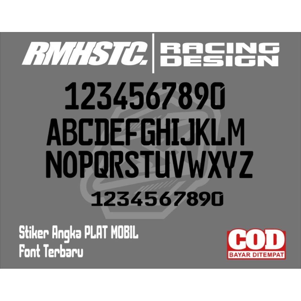 stiker nomor plat mobil sepasang - font baru stiker nopol mobil putih / hitam