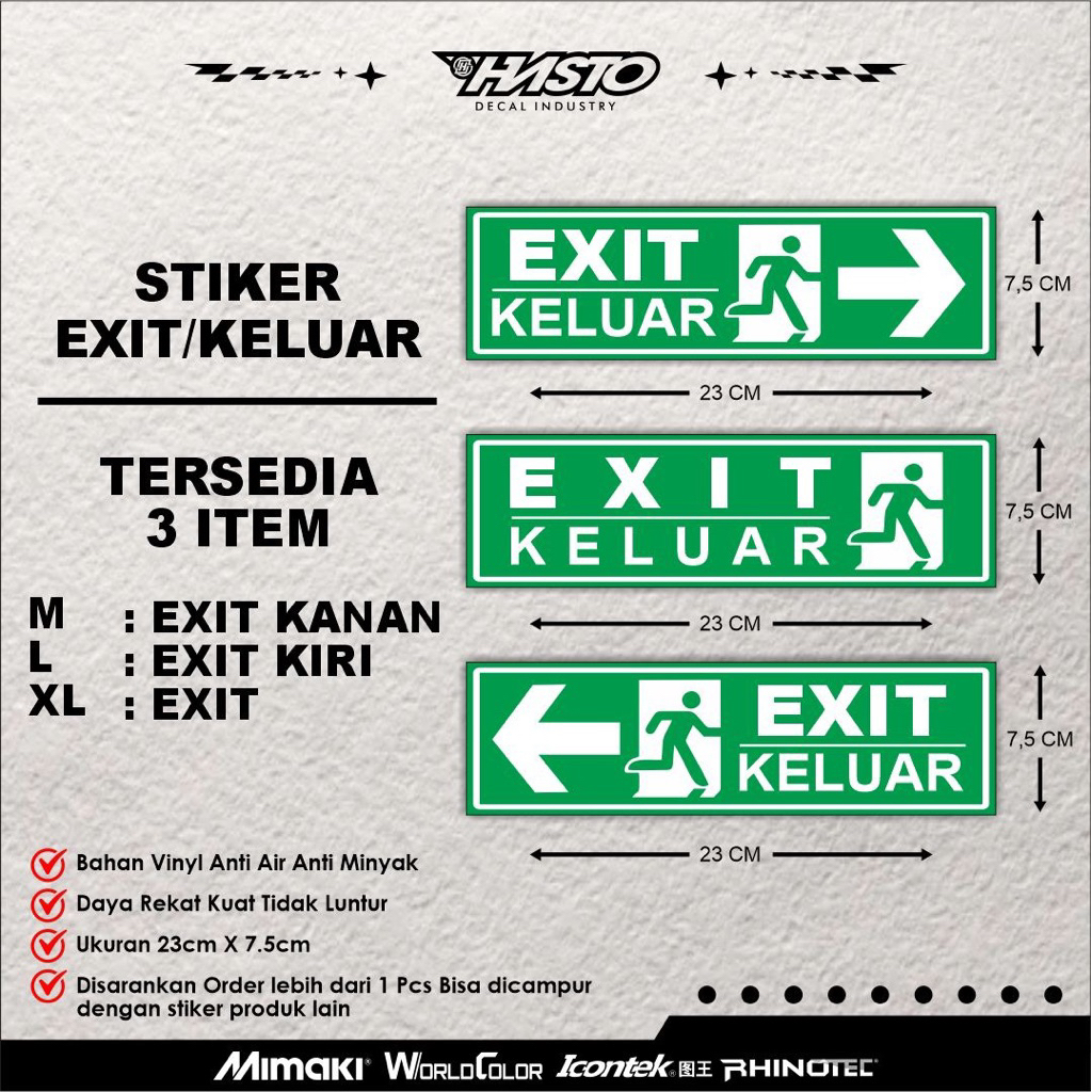 

Stiker / Stiker Exit / Stiker Keluar / Stiker Ruangan / Stiker Tanda