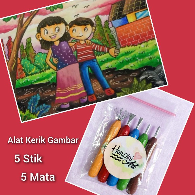 

KODE S69P Alat Kerik Gambar set 5 Stik 5 Mata Alat Gores Krayon Menggambar Teknik Grafito Teknik Kerik Peralatan Menggambar Handini Art