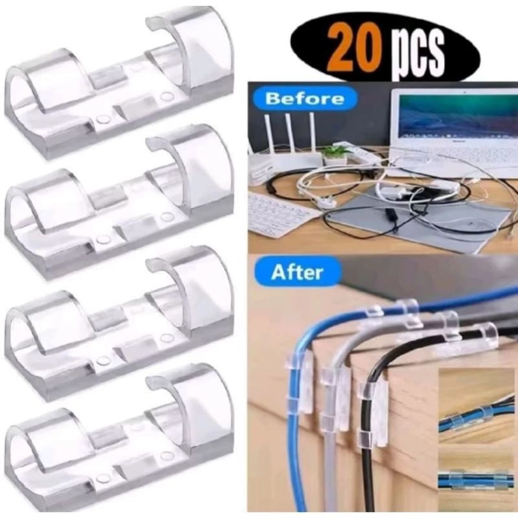 KLIP KABEL 1 PACK ISI 20PCS PENGIKAT KABEL TANPA PAKU CLAMP CABLE 20
