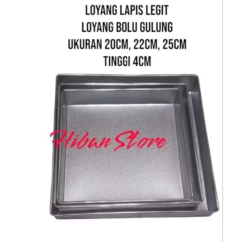 Loyang Kue Lapis Legit Ukuran 20x20x4/22×22×4/25×25×4 Cm / Loyang Kue  Lapis Legit / Loyang Kotak Ba
