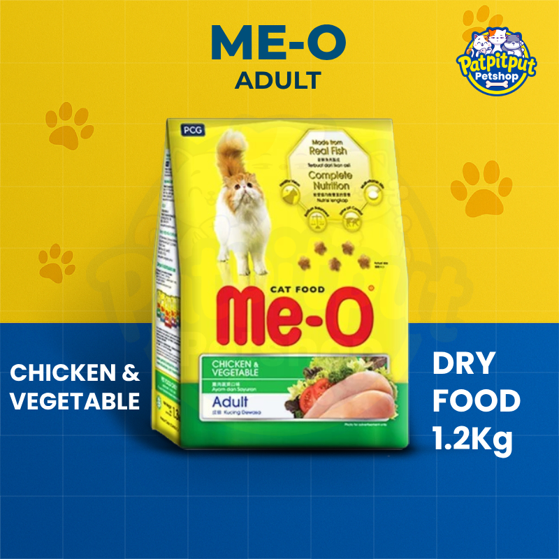 Me-O Makanan Kucing Dewasa 1.2kg Rasa Ayam & Sayuran, Makanan Kering Rasa Chicken & Vegetable 1kg