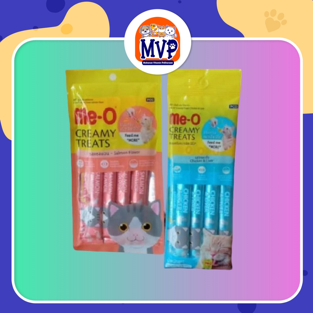 Meo Creamy 4Pc - Meo Snack Pakan Kucing Bentuk Pasta Kucing & Kitten, Makanan Snack Cemilan Kucing