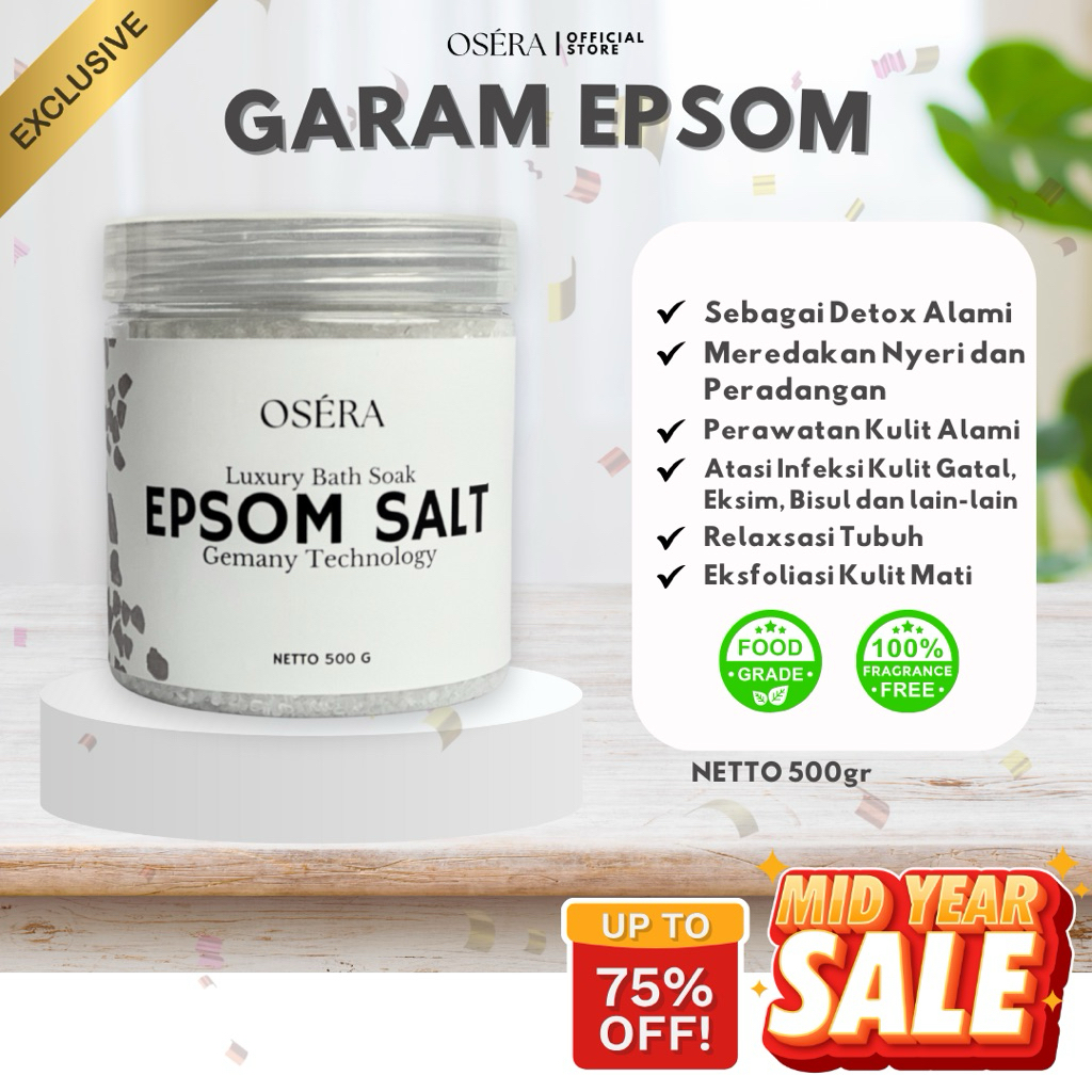 OSERA GERMANY EPSOM SALT / GARAM EPSOM / GARAM INGGRIS / 100% MAGNESIUM SULFAT (500 gram)