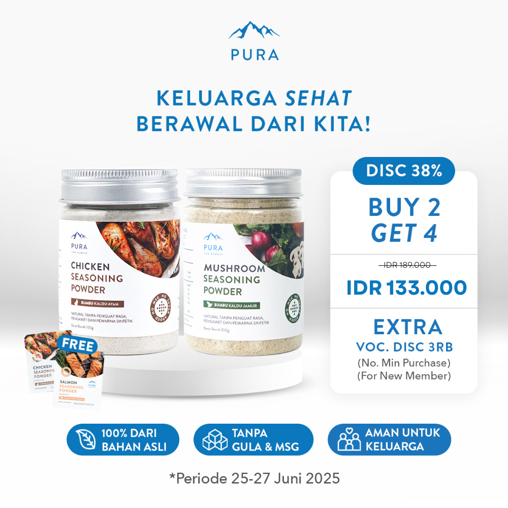 

Pura Kaldu Asli | 2 Bumbu Kaldu Ayam Kampung , Sapi, Jamur & Salmon (100gr) - Kaldu Mpasi - BB Booster - No Msg - No Gula - Kaldu Serbaguna - Kaldu Murni - Kaldu Pura