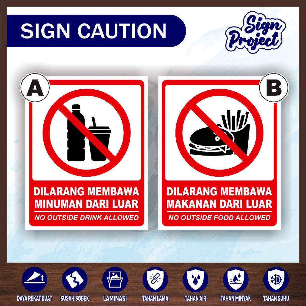 

Stiker Dilarang Membawa Makan dan Minuman Dari Luar/Sticker Dilarang Membawa Makanan Dari Luar/Sticker Dilarang Membawa Minuman Dari Luar/VINYL + GLOSSY/ANTI AIR