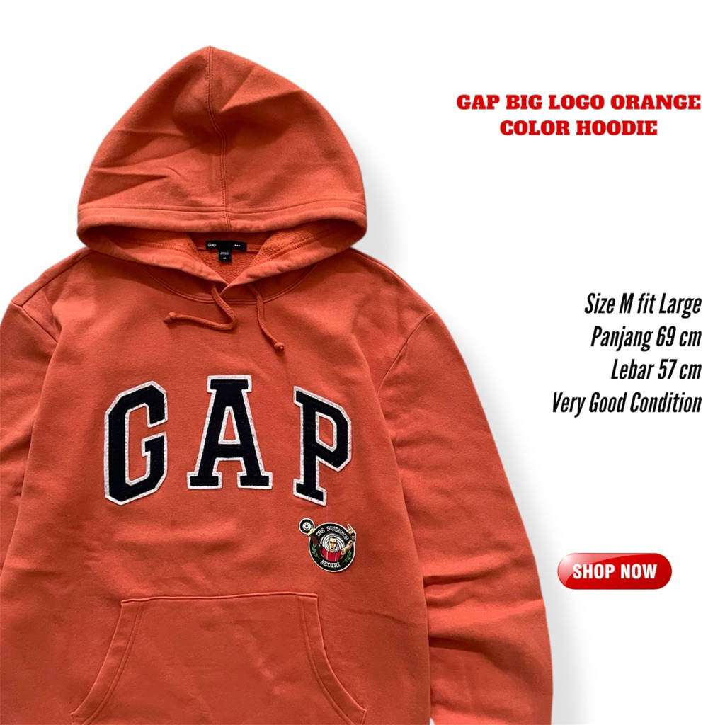 Gap Logo Orange Color Hoodie Second Original