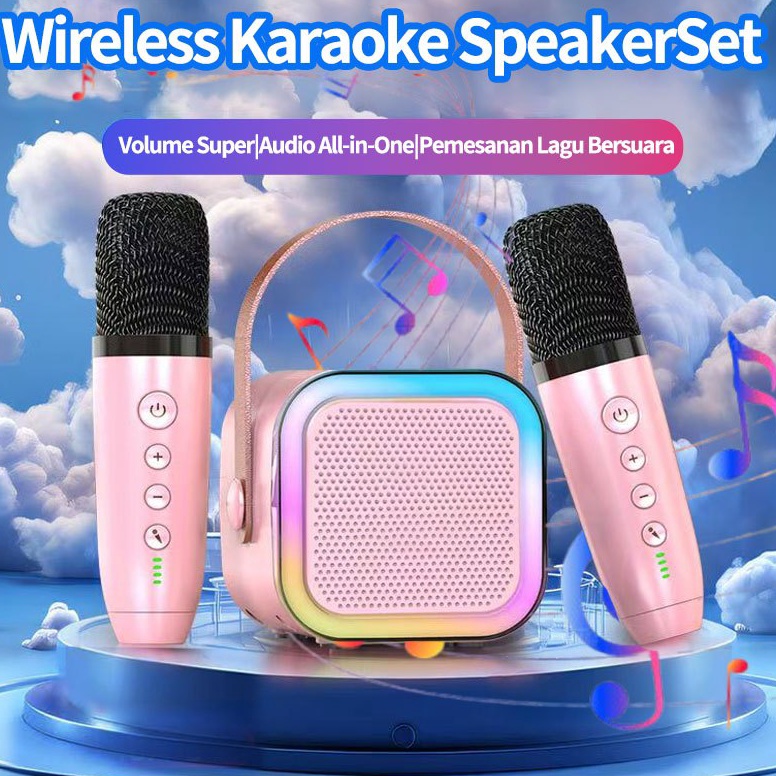 KODE B52F K12 Speaker Bluetooth Karaoke 2Mic Mini Bluetooth Portabel Bluetooth Speaker Microphone Ka