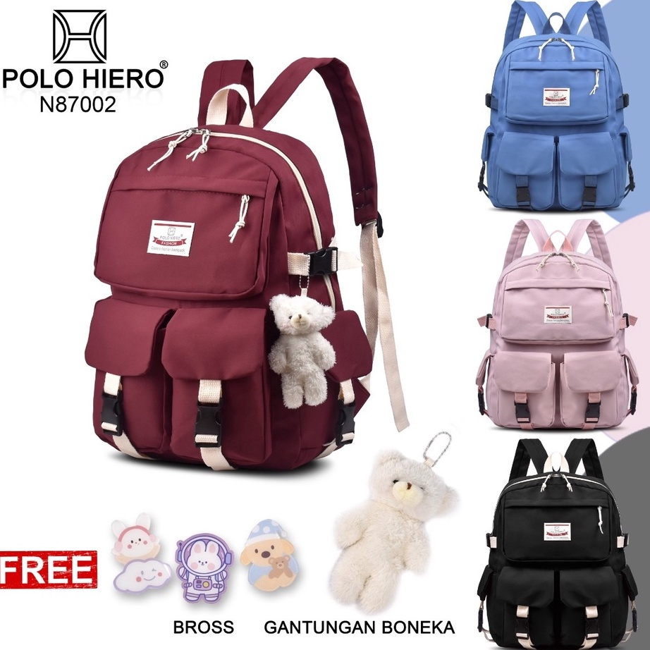 Hot Sale Polohiero Tas Sekolah Wanita Polo Hiero N872 Tas Fashion Import Tas Kuliah Perempuan