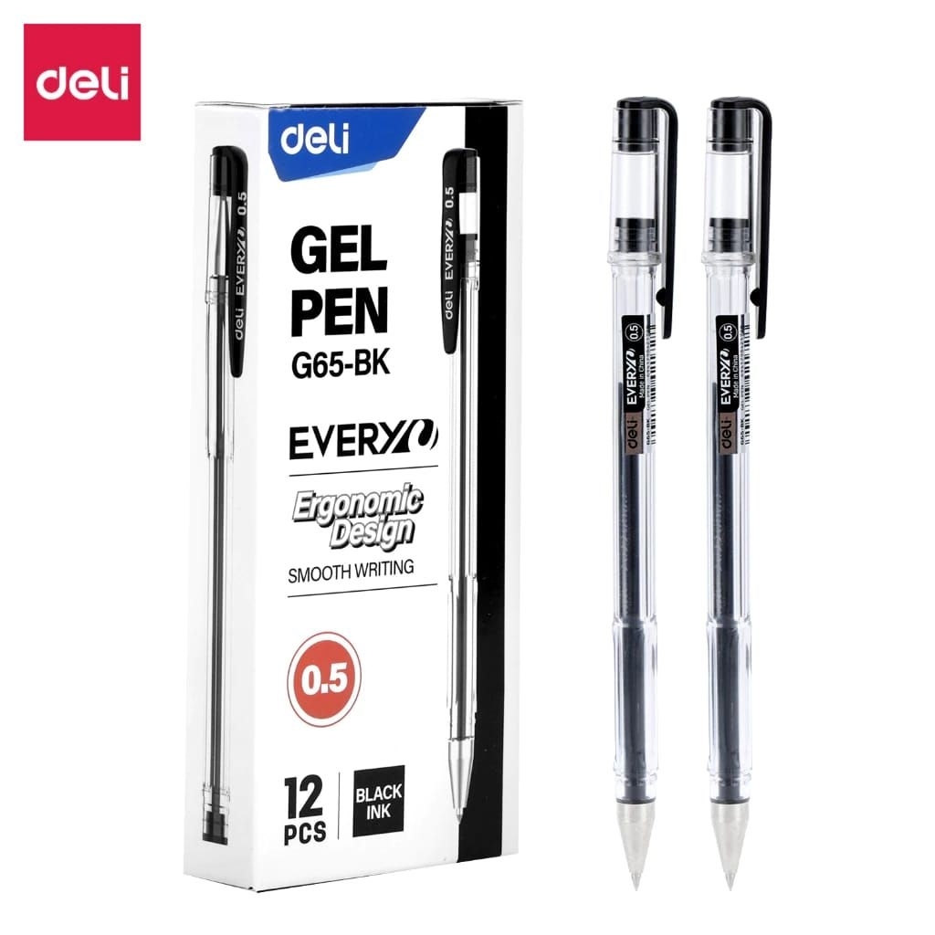 

Deli Pulpen Gel / Gel Pen 0.5 mm Nyaman Digenggam EG65 3 6 12 Pcs