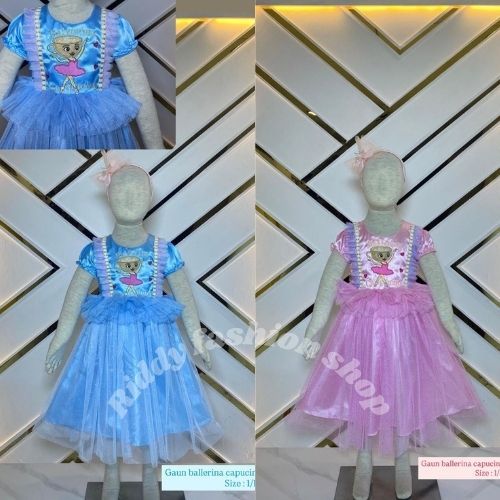 DRESS PESTA BALLERINA CAPUCINA VIRAL ANAK PEREMPUAN USIA 3 - 8 TAHUN | GAUN ULTAH ANAK KARAKTER KEKI