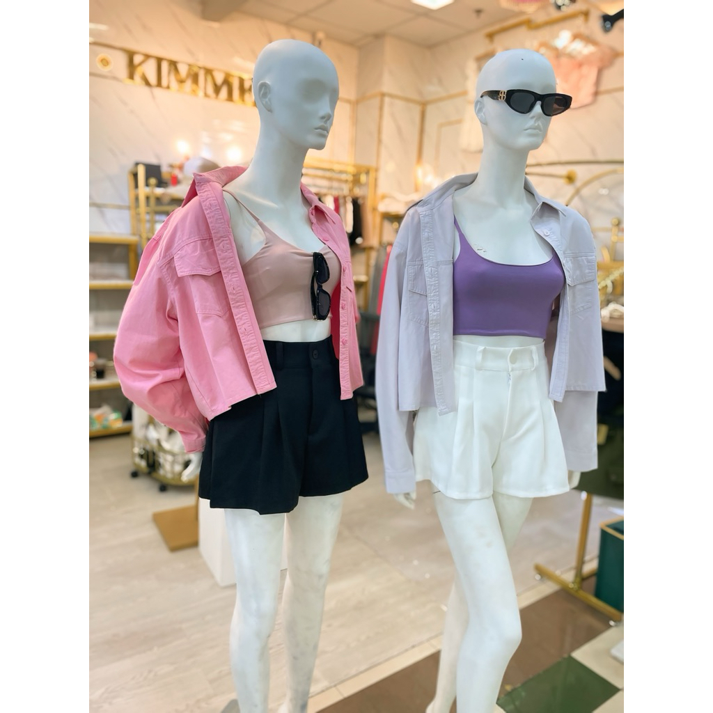 Set Outfit Gaya Korea – Tanktop, Outer Crop & Rok Renda (Dijual Terpisah)