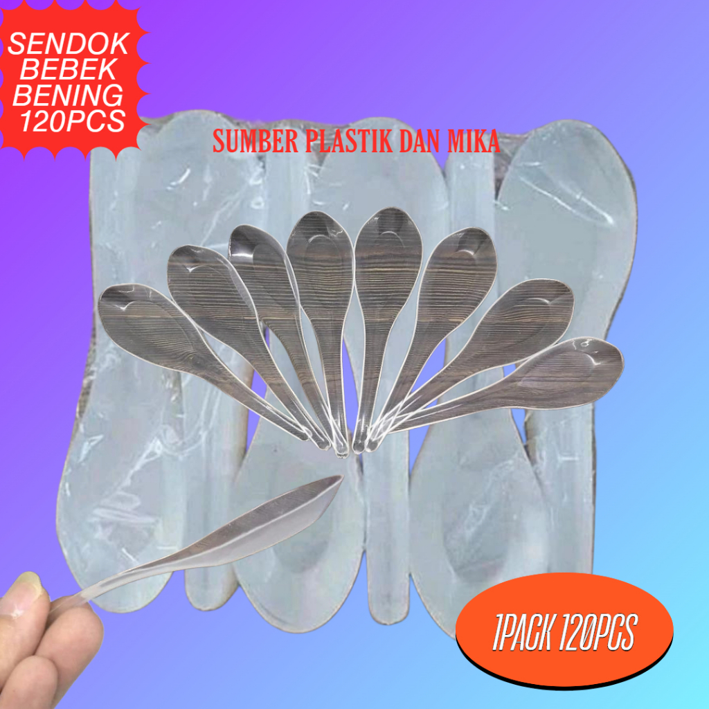 [ 1 PACK 120 PCS ] Sendok Plastik Bening, Sendok Bebek, Sendok bubur / Sendok bebek bening