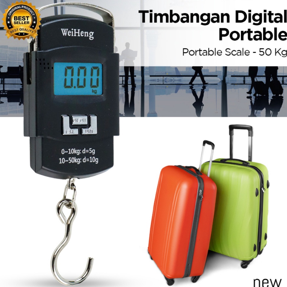 KODE C18D Weiheng Timbangan Gantung Digital 5KG Koper Buah Daging Barang Sepeda Timbangan Gantung Di