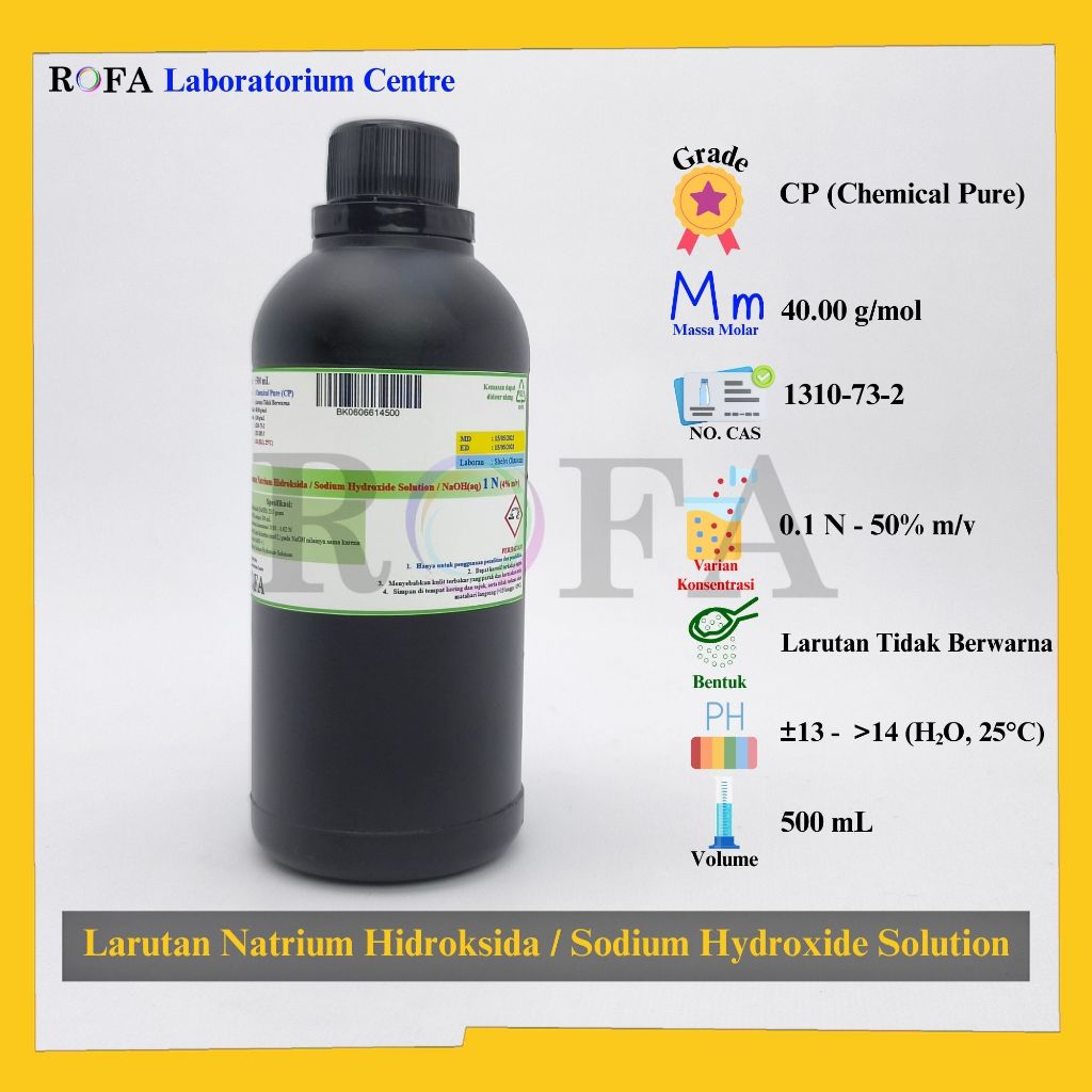 Larutan NaOH / Larutan Natrium Hidroksida / Sodium Hydroxide Solution / NaOH Cairan 0.1 N - 12.5 N