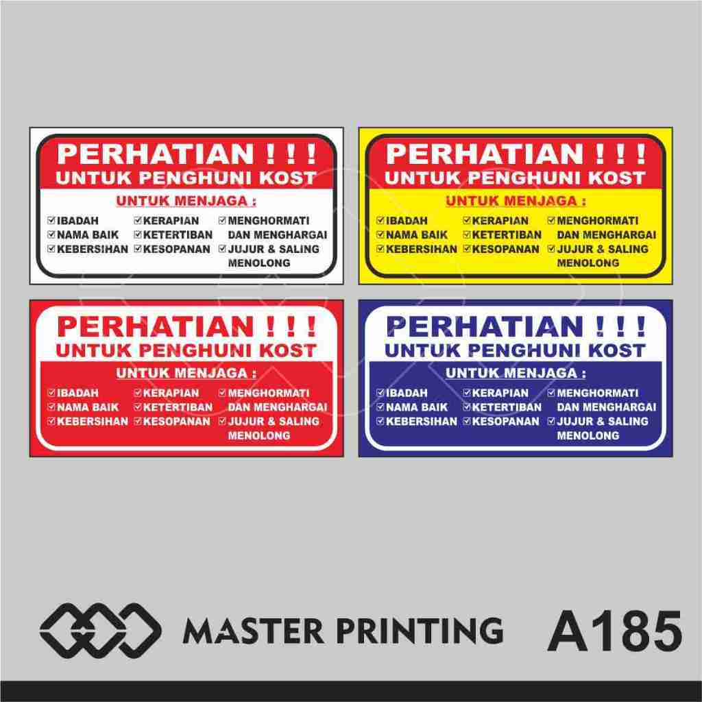 

A185 - Acrylic Sign, Stiker Akrilik Perhatian Untuk Penghuni Kost, Tahan Air, Termurah, Bisa Custom