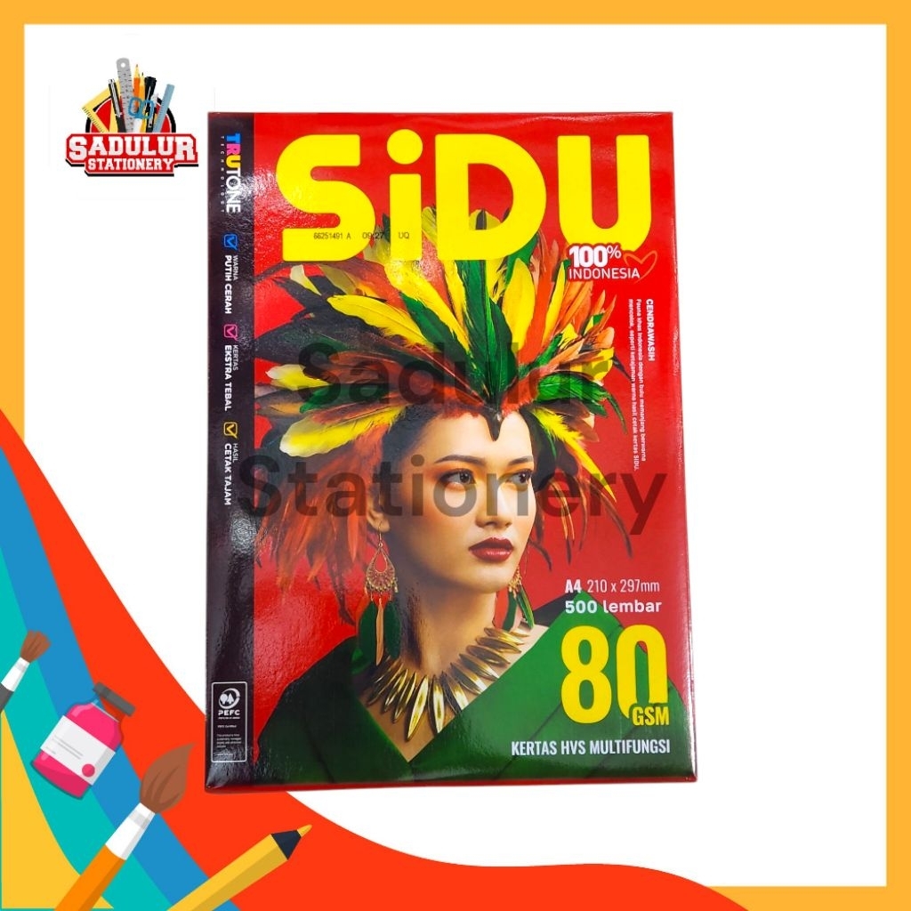 

1 Rim Kertas HVS Sidu A4 80gsm Kertas Print A4 80gram