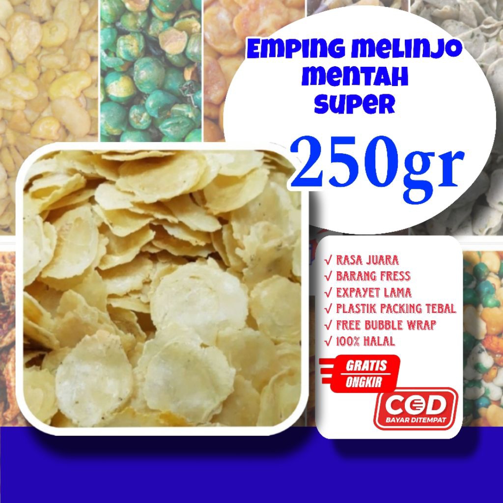 

Emping melinjo mentah super kering / emping grade A / keripik / snack / emping melinjo