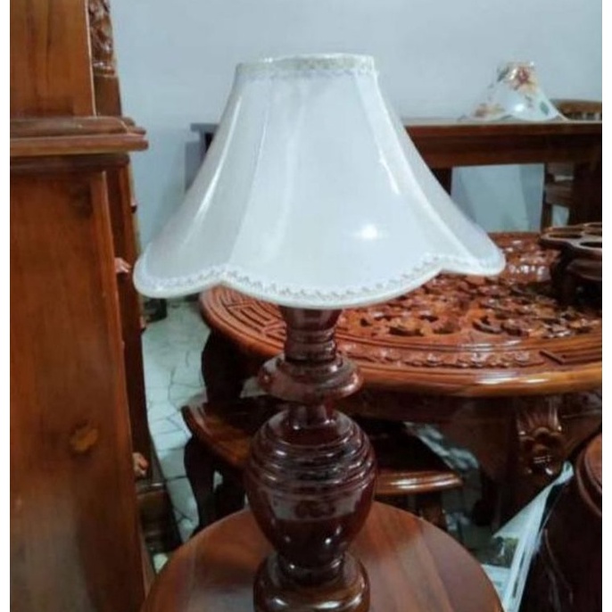 KODE W34E lampu meja lampu hias lampu tidur dari kayu jati