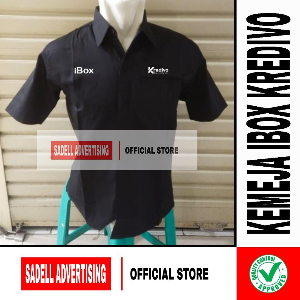 Kemeja IBOX KREDIVO Seragam iBox Kredivo Hitam Lengan Pendek Pria Bordir