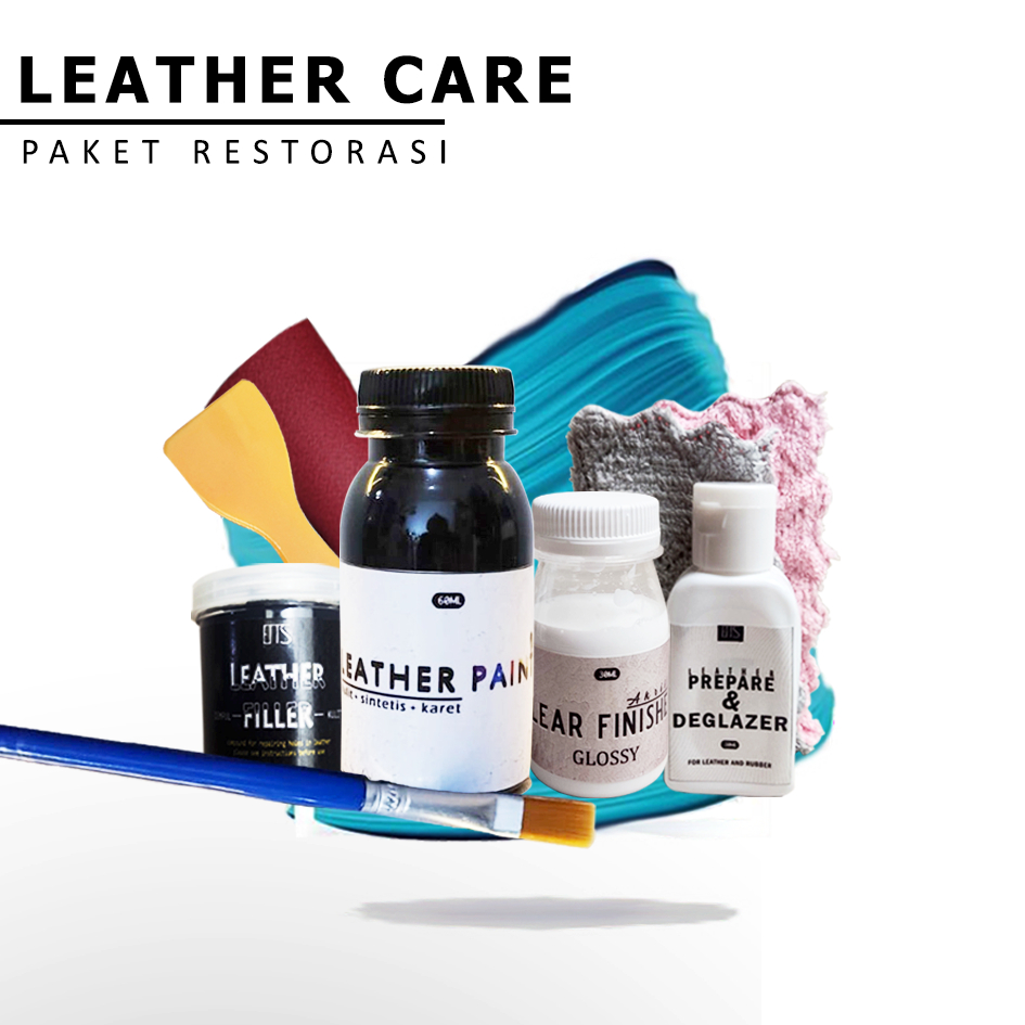 Paket Combo/Lengkap/Restorasi Leather Care Dempul Kulit/Laether Filler 50gr + Leather Paint + Clear 