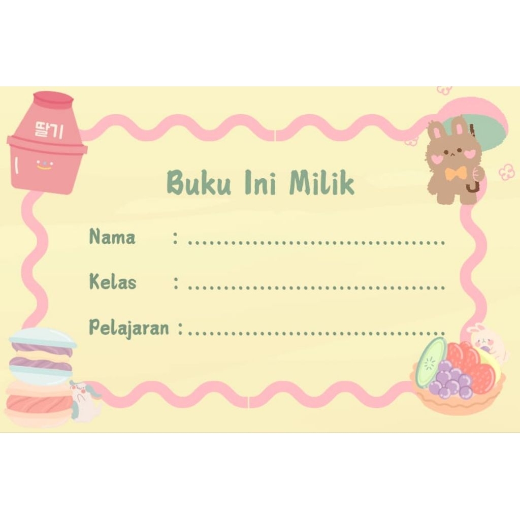 

STICKER BUKU LABEL NAMA (Bisa Req Design &Nama) PAUD/TK/SD ISI 10LEMBAR MIX