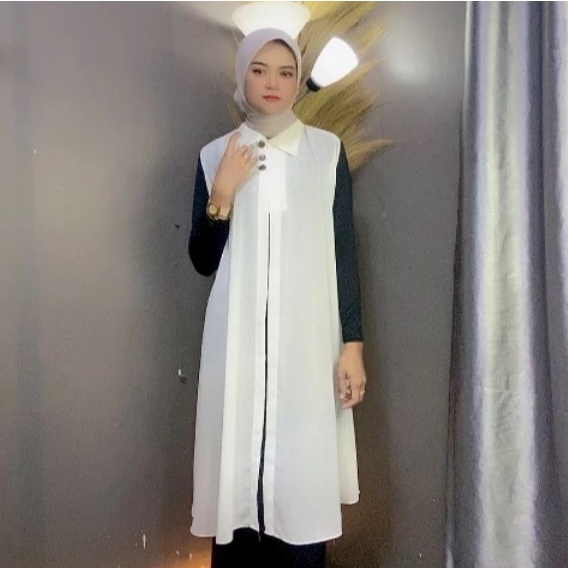 KODE D75X Outer Kardigan Wanita Tanpa Lengan Bahan Ceruty Wanita Panjang Muslim Polos Jumbo Kekinian